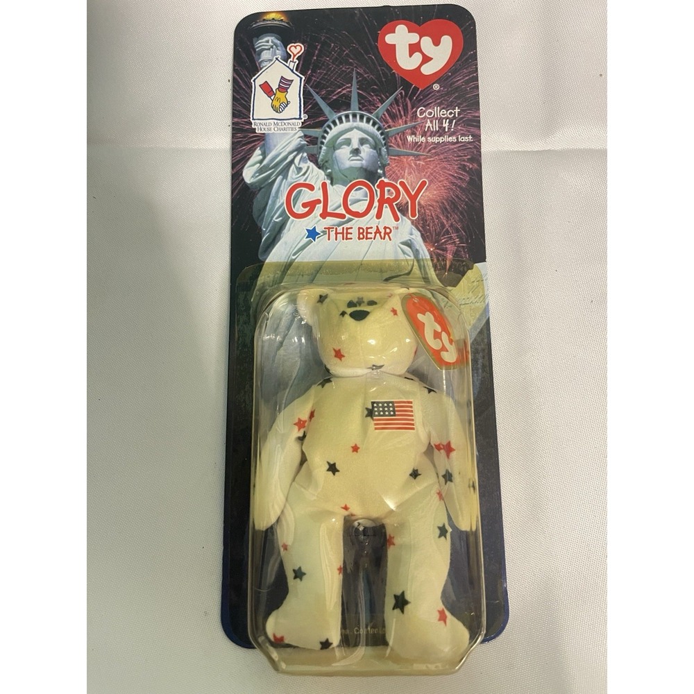 RARE 1999 Ty Beanie Baby Glory the Bear McDonald's Exclusive Sealed Bin A